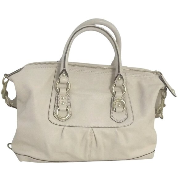 COACH Ashley Front Pleat Leather Convertible Satchel Shoulder Bag  -  F15445 - Picture 4 of 13